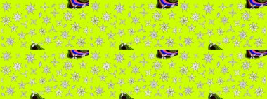 Raster. Düz Çiçek Elementleri Tasarımı. Renkli Bahar Teması çizim şablonu.