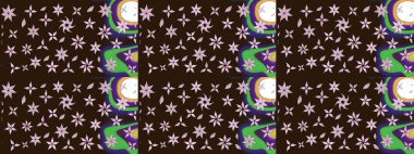 El çizimi. Suluboya çizimi. Çiçekli eskiz deseni. Kahverengi renkte çiçekler.