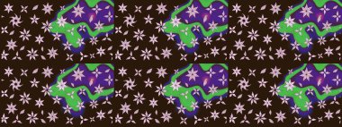 Parmak izi, kumaş, duvar kâğıdı, tekstil için raster dokusu. Renkli grunge, soyut arkaplanı colokahverengi çiçeklerle süslüyor. Nakış desenli çiçek deseni..