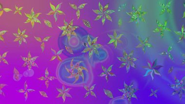 Raster düz çiçek çizim deseni. Hediye ambalaj kağıdı, tebrik kartları, posterler ve pankart tasarımı. Mor renkte çiçekler.