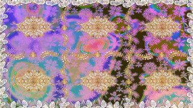 Kusursuz klasik raster altın desenli. Tarafsız renklerde, altın elementlerle kusursuz desen. Klasik klasik klasik arka plan. Geleneksel oryantasyon süsü. Raster illüstrasyonu.