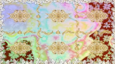 Geleneksel oryantasyon süsü. Kusursuz klasik raster altın desenli. Altın elementlerle nötr renklerde altın desen. Klasik vintage arkaplan.