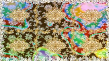 Tarafsız renklerdeki altın desenler ve altın elementler. Raster klasik barok çiçeksiz altın desenli. Lüks, kraliyet ve Viktorya dönemi konsepti. Süsleme.