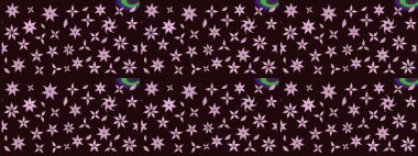 Varicolobrown Raster çizimi. Küçük çiçekteki sevimli çiçek deseni. Birçok kahverengi ve soyut çiçekli tropikal çizim deseni.