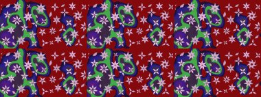 Kırmızı renkte çiçekler. Hediye ambalaj kağıdı, tebrik kartları, posterler ve pankart tasarımı. Raster düz çiçek çizim deseni.