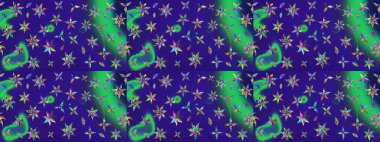 Çiçekli karalama şeklinde Raster çiçek deseni. Mavi renkli çiçekler. Yumuşak, bahar çiçekli arka plan.