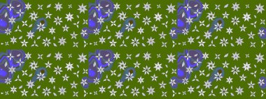 Tekstil veya kitap kapakları, imalat, duvar kağıtları, baskı, hediye paketi ve yapıştırma kitabı için çiçek eskizi geçmişi. Küçük çaplı çiçeklerdeki basit şirin desenler. Raster illüstrasyonu.