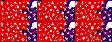 Çiçek desenli eskiz, darbeler, sıçramalar, yaz çiçekleri. Raster illüstrasyonu. Kırmızı renkte çiçekler.