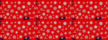 Raster illüstrasyonundaki çiçek desenli çizim. Kırmızı renkte çiçekler.