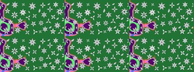 Yeşil renkli çiçekler. Düz Çiçek Elementleri Tasarımı. Renkli Bahar Teması eskiz kalıbı. Güzel çiçek deseni..