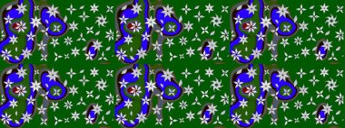 Çiçek. Yeşil renklerde. Taslak dekoratif arka plan, çiçek mandala. Raster illüstrasyonu.