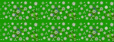 Yeşil renkli çiçekler. Raster düz çiçek çizim deseni. Tasarım hediye paketi, tebrik kartları, posterler ve afiş tasarımı.