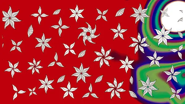 Klasik taslak çizimi. Raster çiçek izi. Raster Yumuşak kumaş deseni. Çiçek kırmızısı çizim deseni.