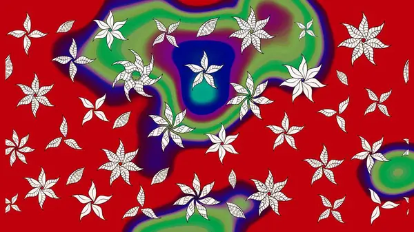 Raster deseni. Soyut çiçek çizim kalıbı arka planı. Kırmızı renklerde. Küçük çiçekteki sevimli çiçek deseni. Raster illüstrasyonu.