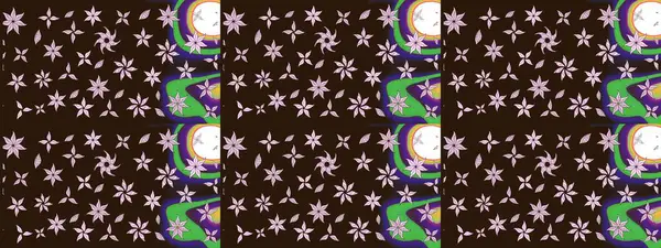 El çizimi. Suluboya çizimi. Çiçekli eskiz deseni. Kahverengi renkte çiçekler.