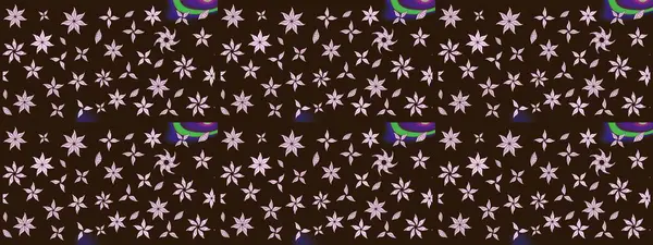 Kahverengi renkli çiçekler. Raster Illustrasyon 'daki Çiçek Deseni' nin son moda çizimi. Düz Çiçek Elementleri Tasarımı. Renkli Yaz Teması çizim şablonu.