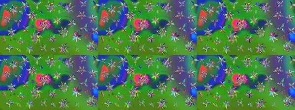 Hediye ambalaj kağıdı, tebrik kartları, posterler ve pankart tasarımı. Raster düz çiçek çizim deseni. Yeşil renkte çiçekler.