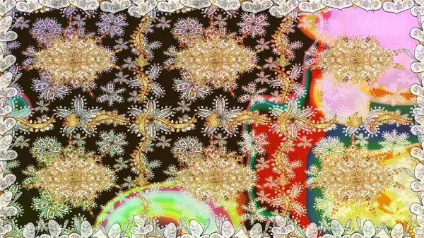 Raster altın pürüzsüz desen. Düz elle çizilmiş klasik koleksiyon. Arkaplan, kumaş, altın duvar kağıdı. Altın elementlerle kahverengi renklerde altın desen.