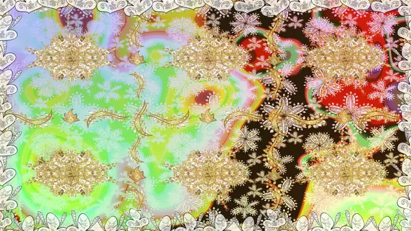 Raster klasik barok çiçeksiz altın desenli. Süslü dekorasyon. Tarafsız renklerdeki altın desenler ve altın elementler. Lüks, kraliyet ve Viktorya dönemi konsepti.