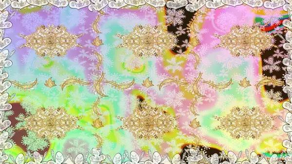 Doğu tarzı arabesk tarzında altın elementler. Raster altın pürüzsüz desen. Tarafsız renklerde kusursuz desen. Kusursuz altın desenli bukleler..