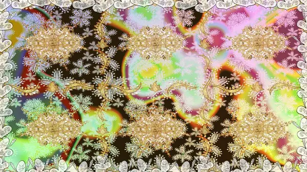 Raster illüstrasyonu. Kusursuz klasik raster altın desenli. Geleneksel oryantasyon süsü. Klasik klasik klasik arka plan. Tarafsız renklerde altın elementlerle kusursuz desen.