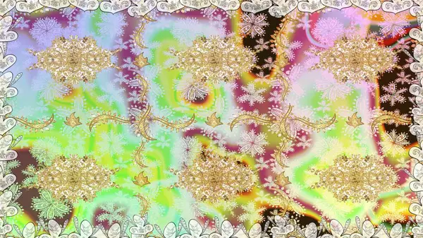 Barok tarzında altın çiçekli süs. Altın çiçekli, pürüzsüz desen. Tarafsız renklerde altın element. Damask arkaplanı.