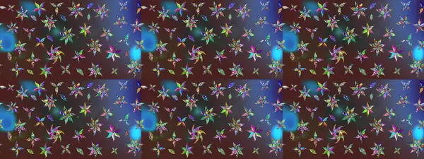 Raster illüstrasyonundaki çiçek desenli çizim. Kahverengi renkte çiçekler.