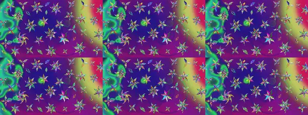 Raster illüstrasyonundaki çiçek desenli çizim. Mor renkte çiçekler.