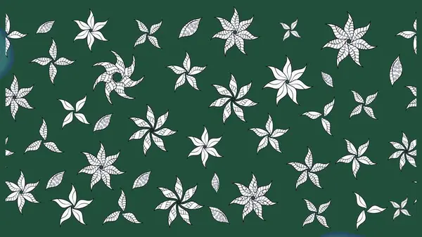 Düz Çiçek Elementleri Tasarımı. Renkli Bahar Teması eskiz kalıbı. Yeşil renkli çiçekler. Çiçekle çizim deseni.