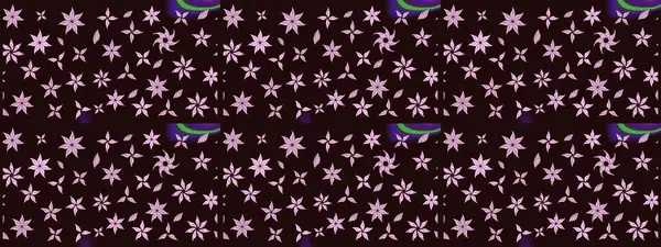 Raster illüstrasyonu. Şirin çiçekli eskiz deseni ve kahverengi renkli yapraklar, suluboya çiçek deseni, duvar kağıdı, kart veya kumaş için fayanslı.