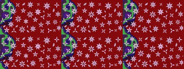 Kırmızı renklerde. Renkli süs kenarı. Çiçek duvar kağıdı. Raster illüstrasyonu. Hint süsü. Çizim deseni.