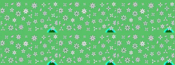 Yeşil renkli yeşil papatya deseni. Raster illüstrasyonu. Yeşil renklerde.