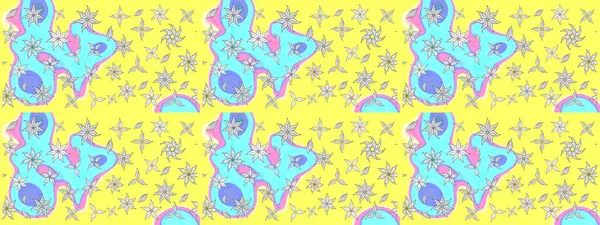 Raster illüstrasyonu. Raster illüstrasyonu. El yapımı çiçek ve bitki koleksiyonu. Eskiz tarzı sarı renkler. Şirin karalamalı çiçek deseni çiz..