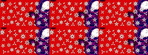 Çiçek desenli eskiz, darbeler, sıçramalar, yaz çiçekleri. Raster illüstrasyonu. Kırmızı renkte çiçekler.