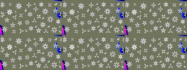 Çiçekli karalama şeklinde Raster çiçek deseni. Yumuşak, yaz çiçekli arka plan. Yeşil renkte çiçekler.