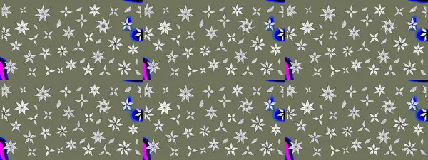 Çiçekli karalama şeklinde Raster çiçek deseni. Yumuşak, yaz çiçekli arka plan. Yeşil renkte çiçekler.