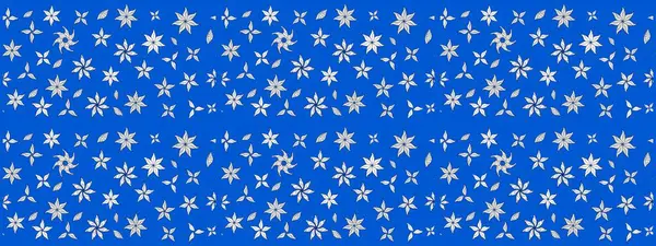 Çok mavi, zarif küçük çiçekler ve mavi renkli komik böcekler, raster desen, illüstrasyon.