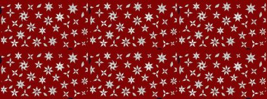 Tekstil tasarımı için kırmızı renkli geleneksel halk çiçekleri buketi. Üzerinde gelincikler ve vadi zambakları olan renkli çiçek desenli nakış..