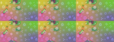 Raster çiçekli arka plan. Güzel eskiz şekli. Güzel kumaş deseni. Renkli Yaz Temalı eskiz kalıbı. Düz Çiçek Elementleri Tasarımı. Yazdır.