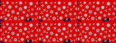 Raster illüstrasyonundaki çiçek desenli çizim. Kırmızı renkte çiçekler.