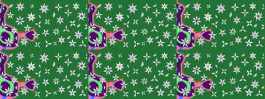 Yeşil renkli çiçekler. Düz Çiçek Elementleri Tasarımı. Renkli Bahar Teması eskiz kalıbı. Güzel çiçek deseni..