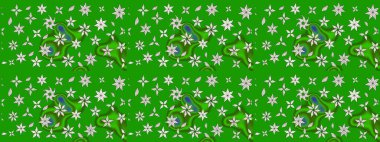 Yeşil renkli çiçekler. Raster düz çiçek çizim deseni. Tasarım hediye paketi, tebrik kartları, posterler ve afiş tasarımı.