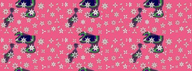 Pembe kıvırcık çiçekler pembe renklerde şekillenir. Raster illüstrasyonu. Klasik çiçek tasarım elementleri.