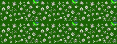 Yumuşak, yeşil renkli yaz çiçekleri. Küçük çiçekteki sevimli çiçek deseni. Raster illüstrasyonu. Raster deseni.