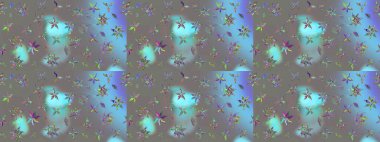 Eskiz geçmişi. Renkli desenli eskiz deseni, gri çiçekler ve dekoratif elementlerle. Eski usul. Kumaş, tekstil, duvar kağıdı baskısı için. Raster illüstrasyonu.