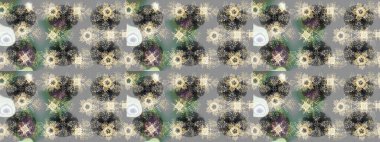 Noel ve yeni yıl moda baskıları için tatil tasarımı. Kar tanelerinin soyut arkaplanlı Noel şablonu. Raster illüstrasyonu. Gri, nötr ve bej renkler.