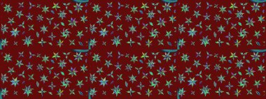 Nakış desenli çiçek deseni. Parmak izi, kumaş, duvar kâğıdı, tekstil için raster dokusu. Renkli grunge renkli çiçeklerle soyut arkaplanı zenginleştir.