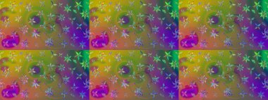 Yeşil renkli çiçekler. Renkli Bahar Teması eskiz kalıbı. Raster illüstrasyonundaki çiçek desenli çizim. Düz Çiçek Elementleri Tasarımı.