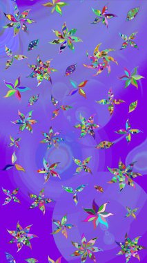 Çiçekli karalama şeklinde Raster çiçek deseni. Yumuşak, bahar çiçekli arka plan. Mor renkte çiçekler.