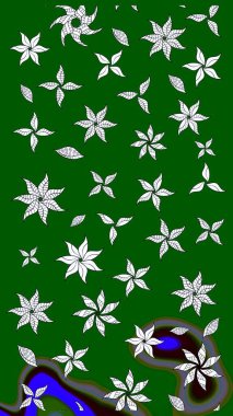 Suluboya çiçekli çiçek deseni. Raster illüstrasyonu. Yeşil renkte güzel tekstil.